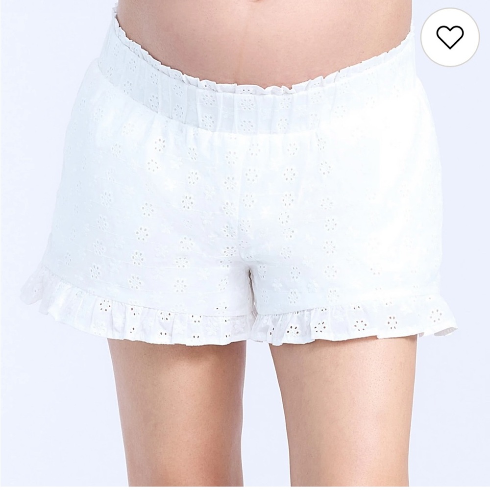 Motherhood White Eyelet Ruffle Maternity Shorts